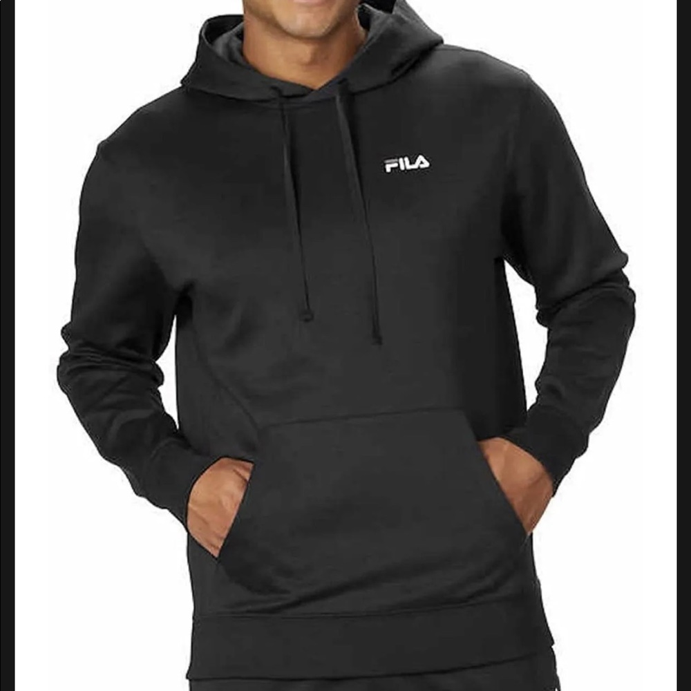 FILA Men’s Performance Hoodie Black Logo Sweatshirt Size XXL